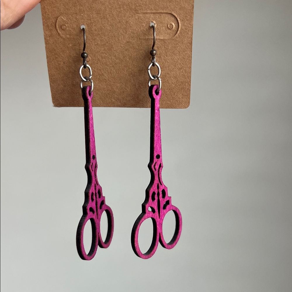 Pink Scissor Earrings